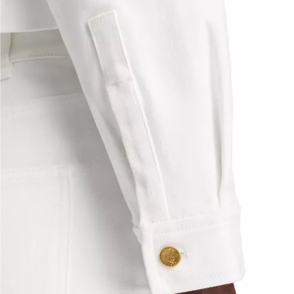 NWT $348 Kobi Halperin Teagan Denim White Jacket Size S Cropped Brooch - Picture 6 of 13